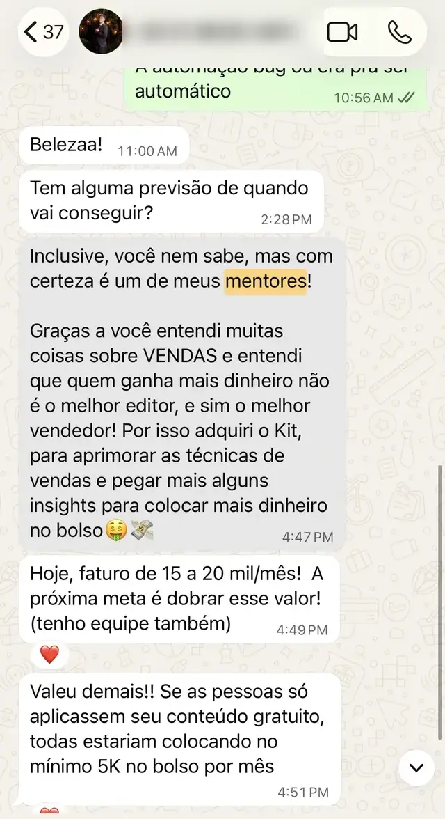 Conversa com aluno da Editify 1