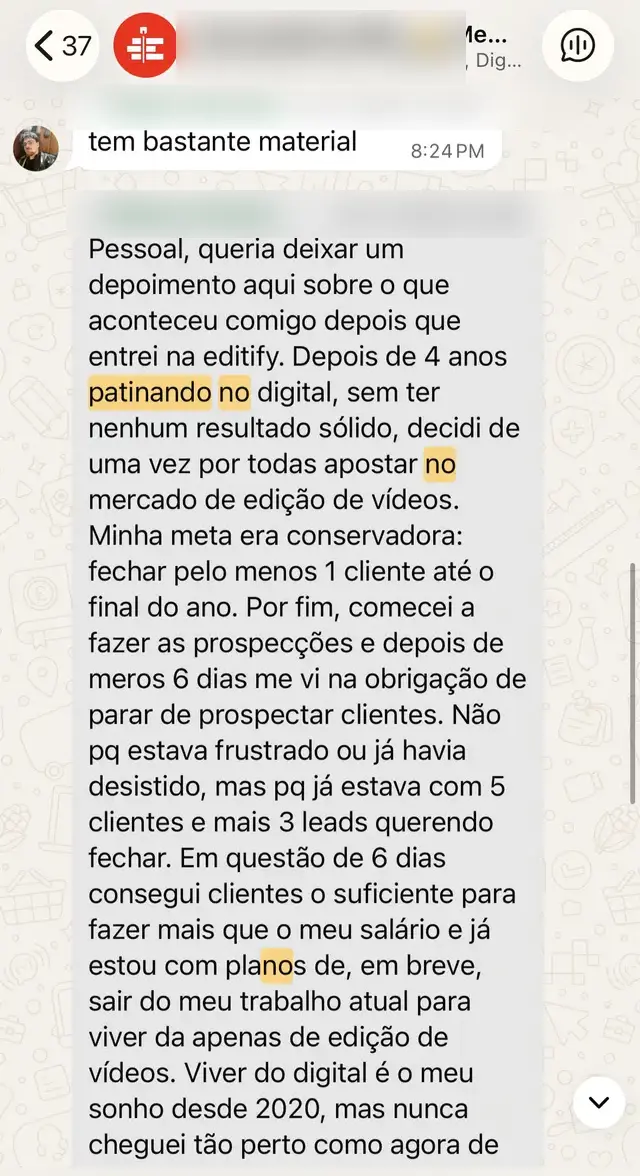 Conversa com aluno da Editify 4