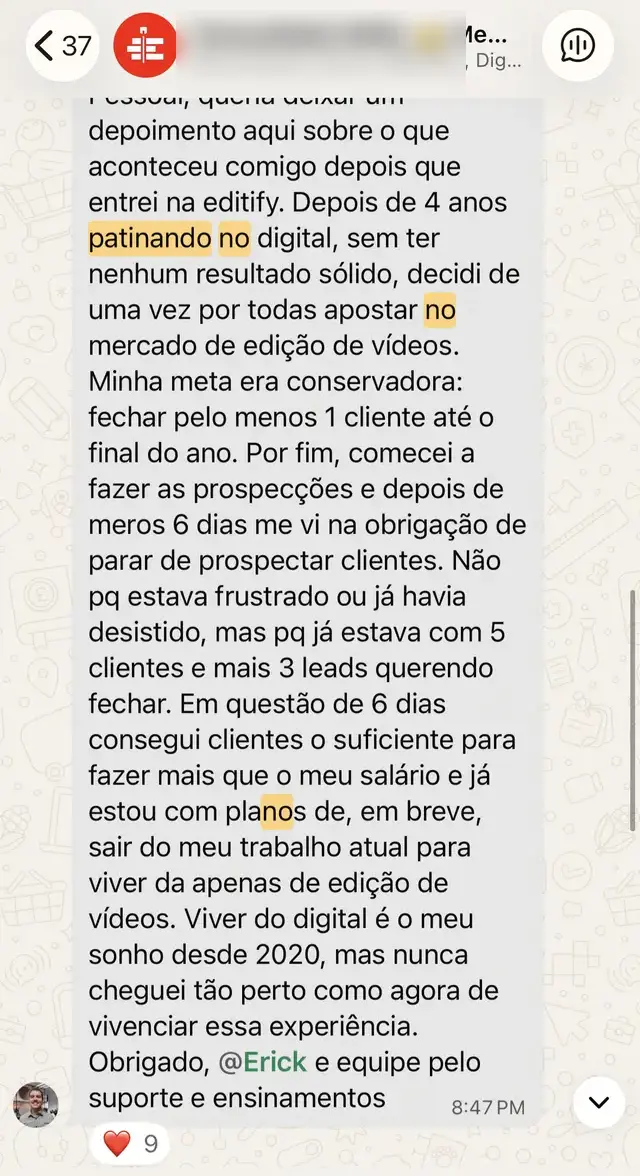 Conversa com aluno da Editify 5