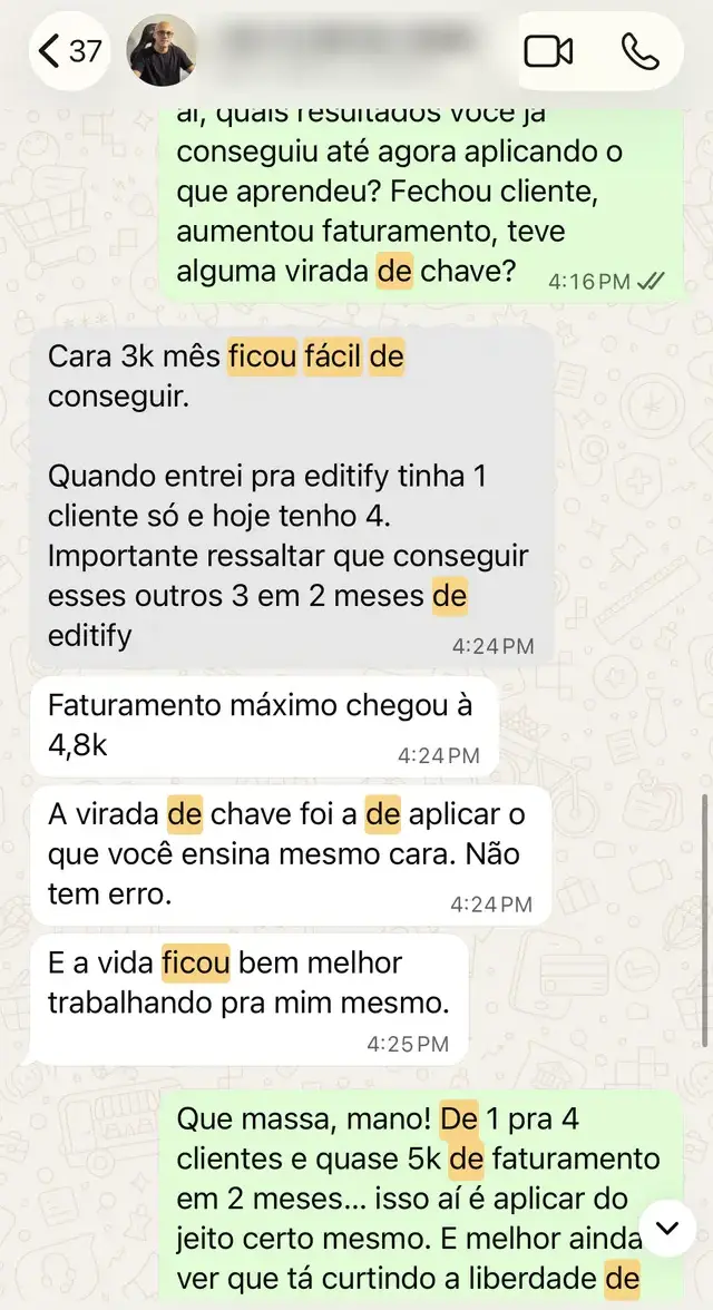 Conversa com aluno da Editify 7