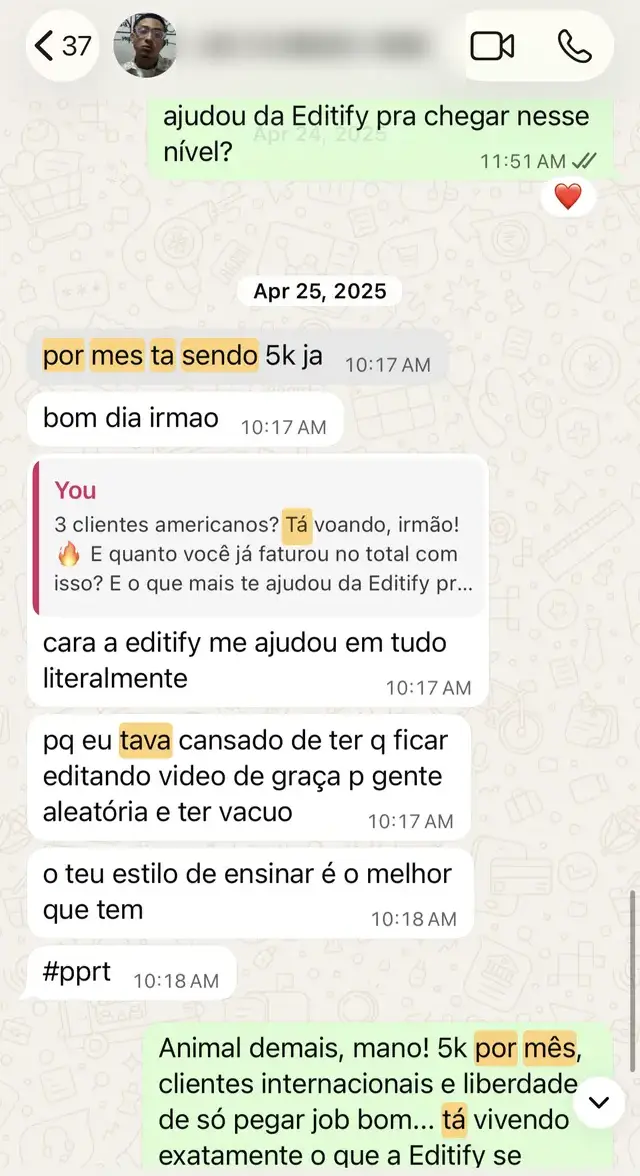 Conversa com aluno da Editify 9