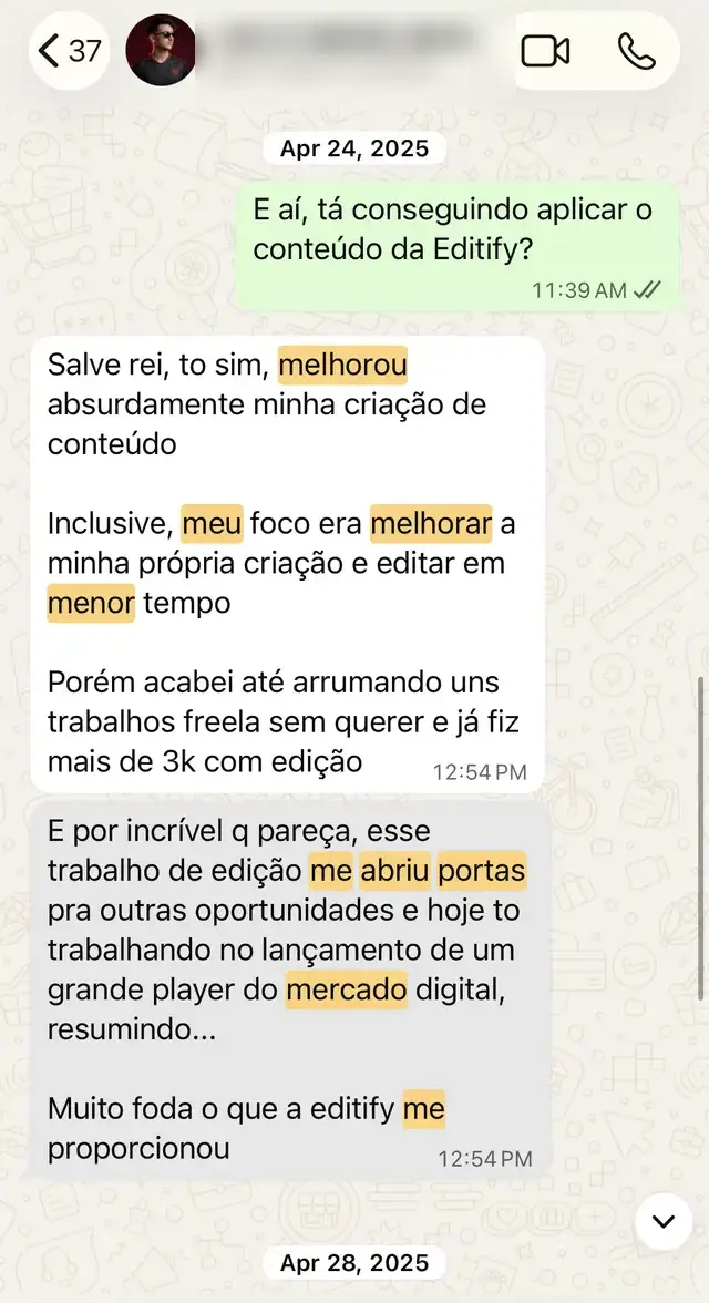 Conversa com aluno da Editify 10