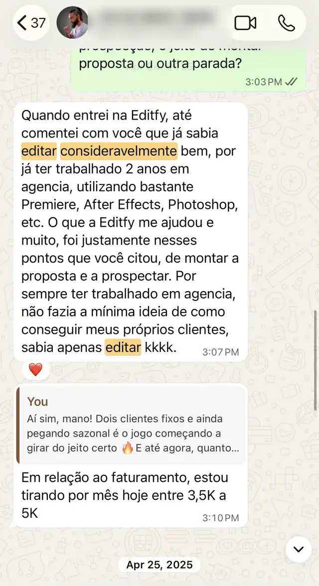 Conversa com aluno da Editify 12
