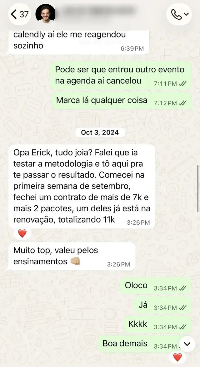 Conversa com aluno da Editify 13