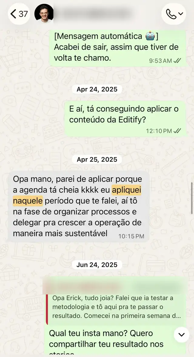 Conversa com aluno da Editify 14