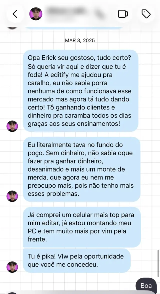 Conversa com aluno da Editify 4