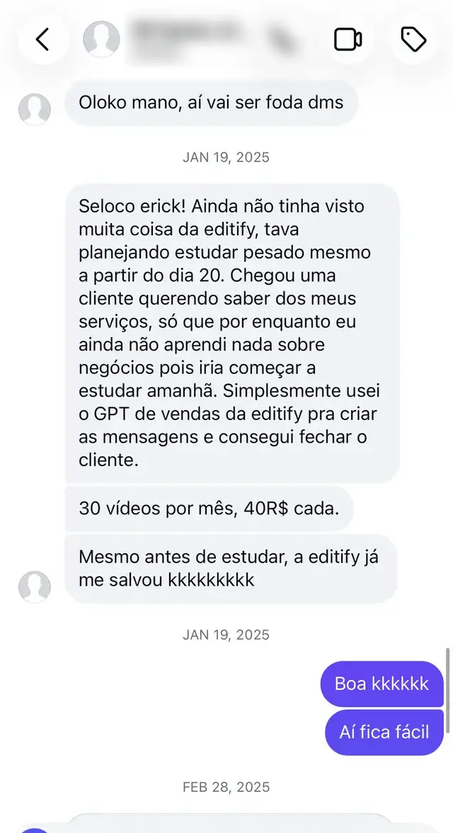 Conversa com aluno da Editify 5
