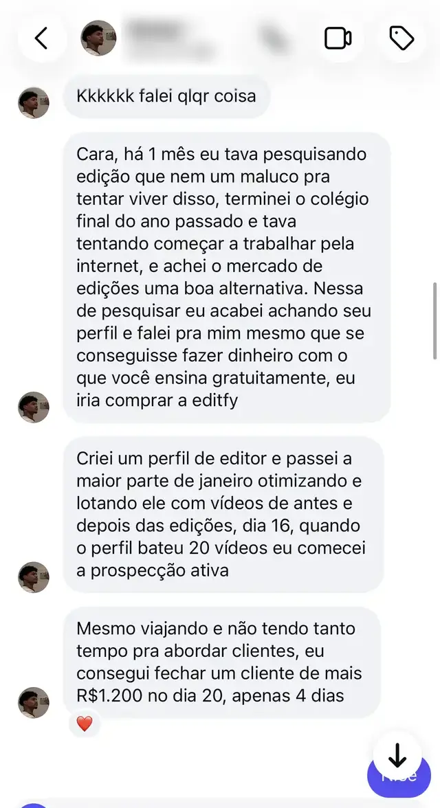 Conversa com aluno da Editify 6