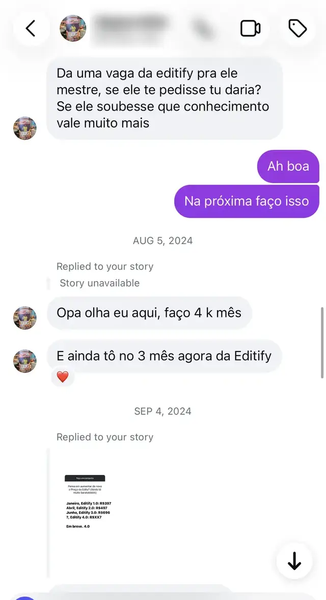 Conversa com aluno da Editify 9