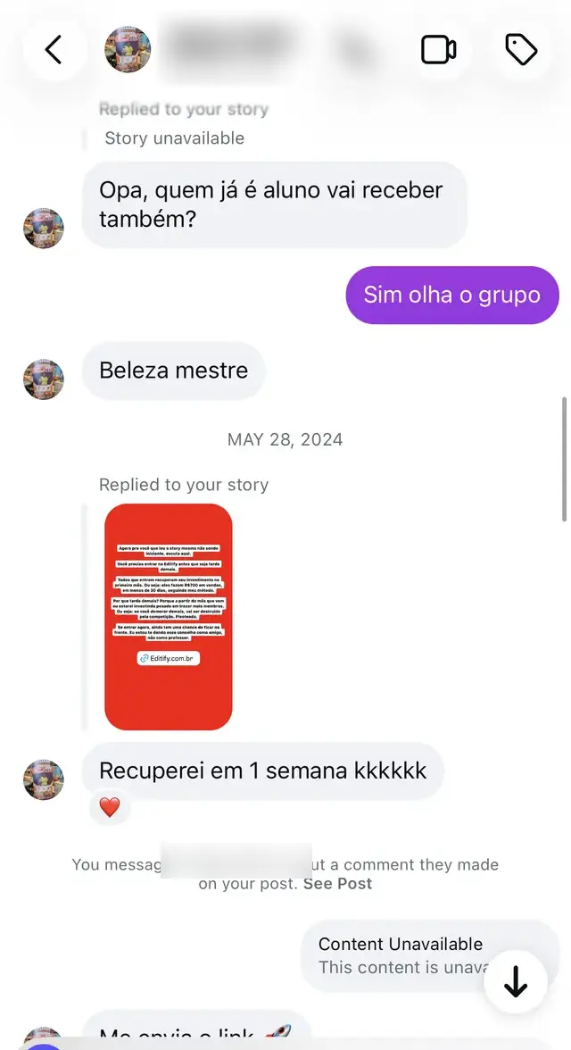 Conversa com aluno da Editify 10
