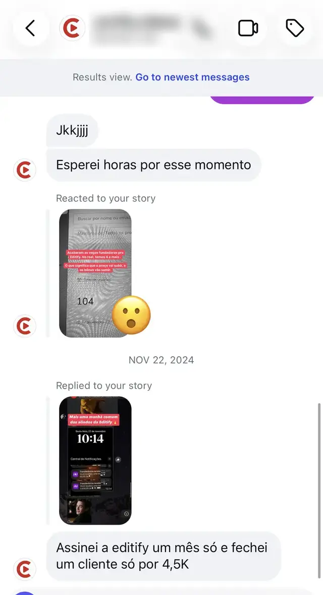 Conversa com aluno da Editify 16